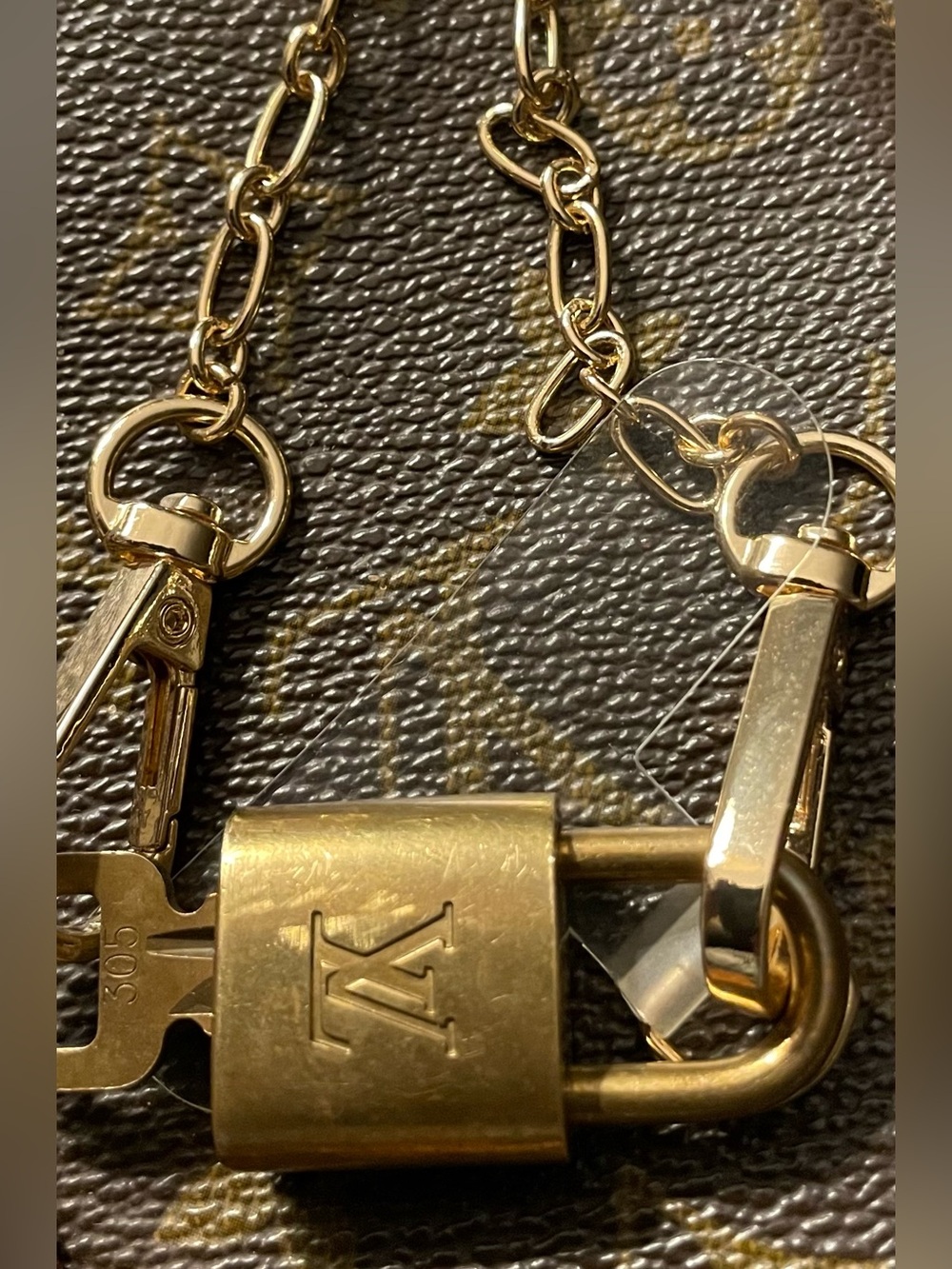 Louis Vuitton Gold-tone Padlock Key & Card Holder Charm